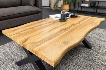 salontafel wild eiken kleur boomstam randen 90 cm