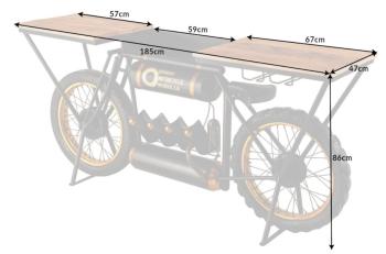 barmeubel motorcycle mangohout 185 cm