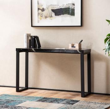 sidetable zwart Marmerlook hoogglans 120 cm