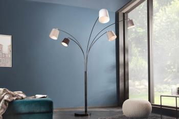 zwarte vloerlamp met gekleurde lampenkappen 205cm