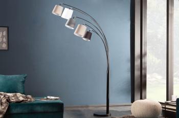 zwarte vloerlamp met gekleurde lampenkappen 205cm