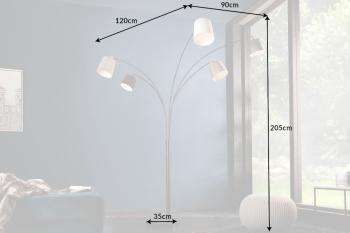 zwarte vloerlamp met gekleurde lampenkappen 205cm