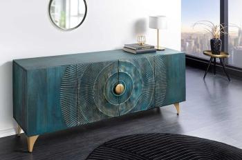 TV Dressoir turquoise mangohout 177 cm