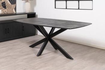 tafel deens ovaal zwart mangohout gezandstraald 220 cm