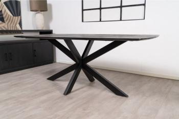 tafel deens ovaal zwart mangohout gezandstraald 220 cm