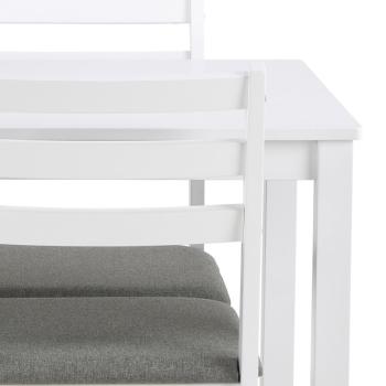 set eettafel wit 110 cm & 4 stoelen wit grijs