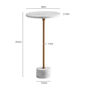 Ronde bijzettafel wit marmer 30 cm