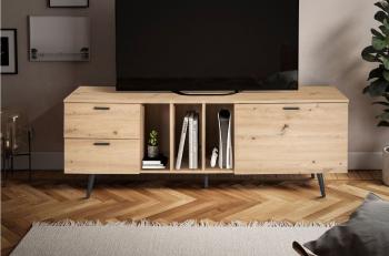 TV meubel eiken decor met laden en klep 150 cm