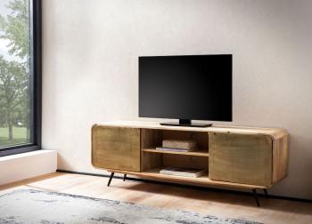 TV lowboard mangohout gouden deuren 160 cm