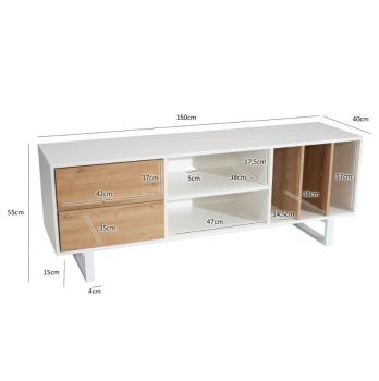 TV meubel wit met eiken kleur laden 150 cm