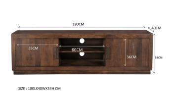 tv meubel donkerbruin mangohout 180 cm