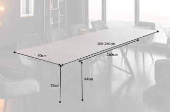 eettafel keramiek betonlook grijs 180-260 cm