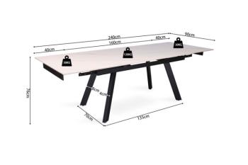 uitschuifbare eettafel wit keramiek 160-240cm