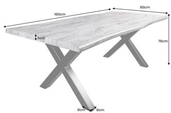 Eetkamertafel grijs eiken kleur 160 cm 50mm