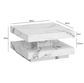 witte marmerlook salontafel vierkant 60cm