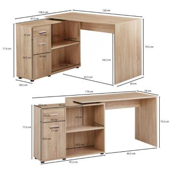 Hoekbureau eiken sonoma 120x106,5 cm