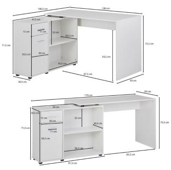 hoekbureau met kast wit 120x106x5 cm