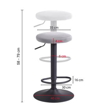 ronde barkruk grijs fluweel