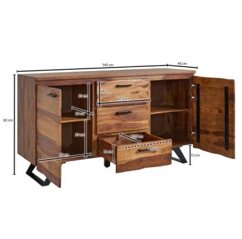 dressoir sheesham hout 145 cm