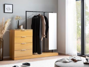 garderobe set eiken met ladekast, spiegel en roede