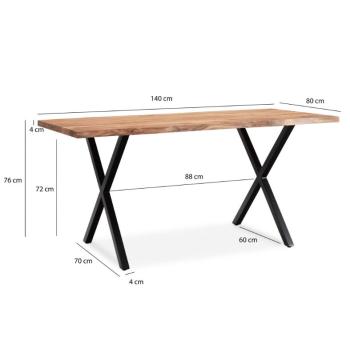 bureau acaciahout 140 cm kruispoten