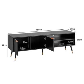 tv lowboard zwart eikenlook 150 cm